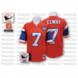 Mitchell And Ness Denver Broncos 7 John Elway Orange With 75TH Patch Authentic Throwback NFL Jersey