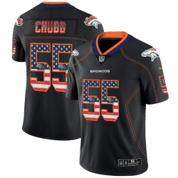 Nike Broncos 55 Bradley Chubb Black USA Flag Fashion Limited Jersey