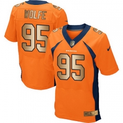 Nike Broncos #95 Derek Wolfe Orange Team Color Mens Stitched NFL New Elite Gold Jersey