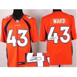 Nike Denver Broncos 43 T.J. Ward Orange Game Signed NFL Jersey