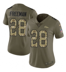 Nike Broncos #28 Royce Freeman Olive Camo Womens Stitched NFL Limited 2017 Salute to Service Jersey