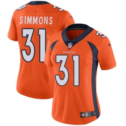 Nike Broncos #31 Justin Simmons Orange Team Color Womens Stitched NFL Vapor Untouchable Limited Jersey