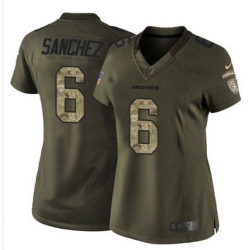 Nike Broncos #6 Mark Sanchez Green Womens Stitched NFL Limited Salute to Service Jersey