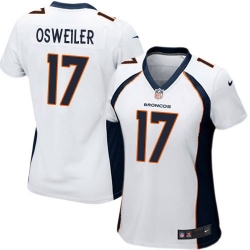 Women Denver Broncos #17 Brock osweiler White Stitched NFL Jersey