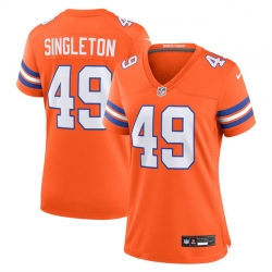 Women Denver Broncos 49 Alex Singleton Orange Mile High Collection 1977 Throwback Stitched Jersey