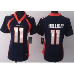 Women Nike Denver Broncos 11 Trindon Holliday Blue Jerseys 2013