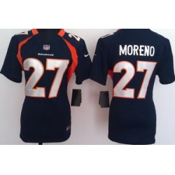 Women Nike Denver Broncos 27# Knowshon Moreno Blue Nike NFL Jerseys