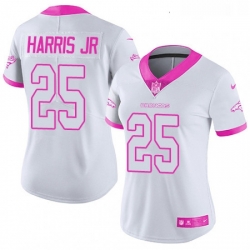 Womens Nike Denver Broncos 25 Chris Harris Jr Limited WhitePink Rush Fashion NFL Jersey