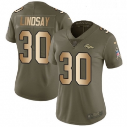 Womens Nike Denver Broncos 30 Phillip Lindsay Limited Olive Gold 2017 Salute to Service NFL Jersey