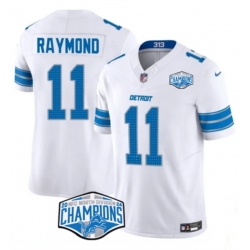 Men Detroit Lions 11 Kalif Raymond White 2024 NFC North Champions F U S E  Vapor Limited Stitched Jersey