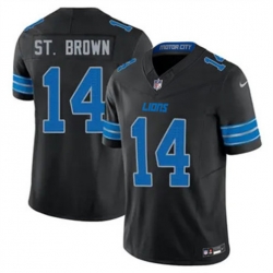 Men Detroit Lions 14 Amon Ra St Brown Black 2024 F U S E Vapor Limited Stitched Jersey II