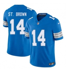 Men Detroit Lions 14 Amon Ra St Brown Blue 2024 F U S E Vapor Limited Stitched Jersey II