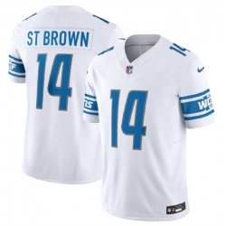 Men Detroit Lions 14 Amon Ra St  Brown White 2023 F U S E  Vapor Untouchable Limited Stitched Jersey