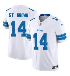 Men Detroit Lions 14 Amon Ra St Brown White 2024 F U S E Vapor Limited Stitched Jersey II