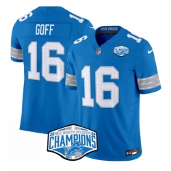 Men Detroit Lions 16 Jared Goff Blue 2024 NFC North Champions F U S E  Vapor Limited Stitched Jersey