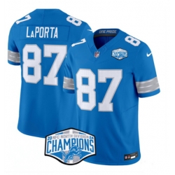 Men Detroit Lions 87 Sam LaPorta Blue 2024 NFC North Champions F U S E  Vapor Limited Stitched Jersey