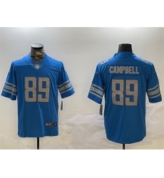 Men Detroit Lions 89 Dan Campbell Blue Vapor Untouchable Limited Stitched Football Jersey