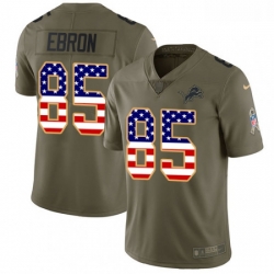 Men Nike Detroit Lions 85 Eric Ebron Limited OliveUSA Flag Salute to Service NFL Jersey