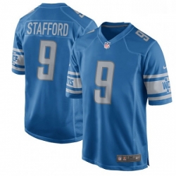 Men Nike Detroit Lions 9 Matthew Stafford Game Light Blue Team Color NFL Jersey