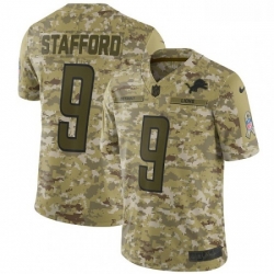 Men Nike Detroit Lions 9 Matthew Stafford Limited Camo 2018 Salute to Service NFL Jersey