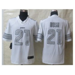 Nike Detroit Lions 21 Reggie Bush White Game Platinum NFL Jersey