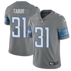 Nike Lions #31 Teez Tabor Gray Mens Stitched NFL Limited Rush Jersey