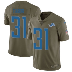 Nike Lions #31 Teez Tabor Olive Mens Stitched NFL Limited 2017 Salute to Service Jersey