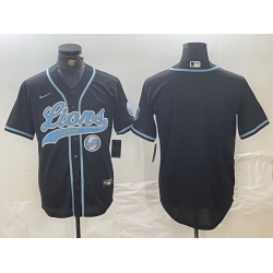 men detroit lions blank black cool base stitched baseball jersey II