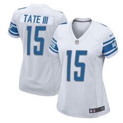 Nike Lions #15 Golden Tate III White Womens Stitched NFL Elite Jersey