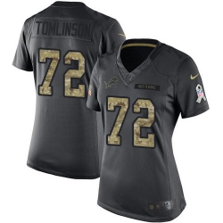 Nike Lions #72 Laken Tomlinson Black Womens Stitched NFL Limited 2016 Salute to Service Jersey