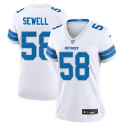 Women Detroit Lions 58 Penei Sewell White 2024 F U S E Alternate Vapor Limited Stitched Jersey