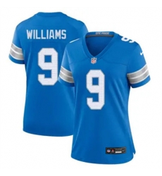 Women Detroit Lions 9 Jameson Williams blue 2024 F U S E Vapor Limited Stitched Jersey