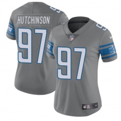 Women Detroit Lions 97 Aidan Hutchinson Grey Vapor Limited Stitched Football Jersey 28Run Smaller 2