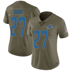 Womens Nike Lions #27 Glover Quin Olive  Stitched NFL Limited 2017 Salute to Service Jersey