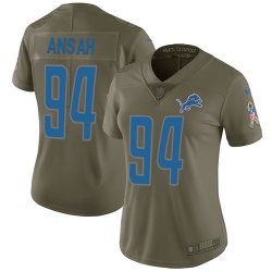 Womens Nike Lions #94 Ziggy Ansah Olive  Stitched NFL Limited 2017 Salute to Service Jersey