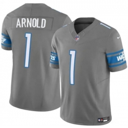Youth Detroit Lions 1 Terrion Arnold Grey 2024 Draft F U S E  Vapor Untouchable Limited Stitched Jersey