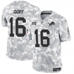 Youth Detroit Lions 16 Jared Goff 2024 F U S E Arctic Camo Salute To Service Limited Stitched Jersey