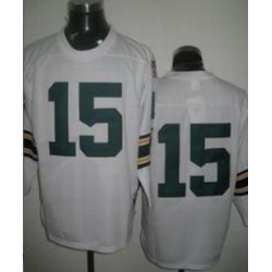 Green Bay Packers 15 Bart Starr White Jerseys Throwback