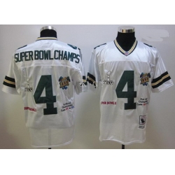 Green Bay Packers 4 Superbowl Champs White throwback Jersey