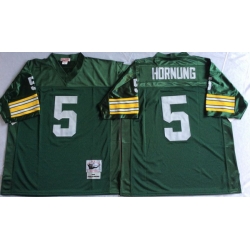 Men Green Bay Green Bay Packers 5 Paul Hornung Green M&N Throwback Jersey