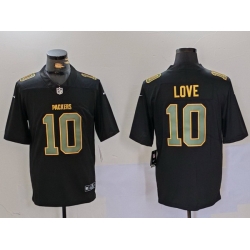 Men Green Bay Packers 10 Jordan Love Black Fashion Vapor Limited Stitched Football Jersey