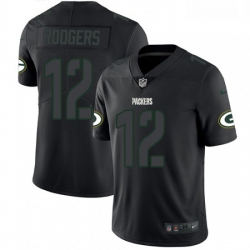 Men Nike Green Bay Packers 12 Aaron Rodgers Limited Black Rush Impact NFL Jersey