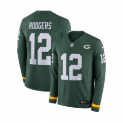 Men Nike Green Bay Packers 12 Aaron Rodgers Limited Green Therma Long Sleeve NFL Jersey