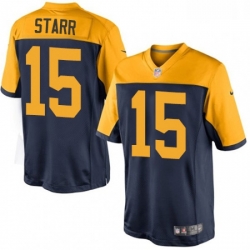 Men Nike Green Bay Packers 15 Bart Starr Limited Navy Blue Alternate NFL Jersey