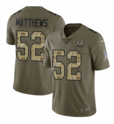 Men Nike Green Bay Packers 52 Clay Matthews Limited OliveCamo 2017 Salute to Service NFL Jersey