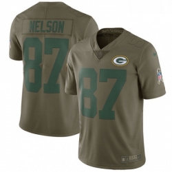 Men Nike Green Bay Packers 87 Jordy Nelson Limited Olive 2017 Salute to Service NFL Jersey