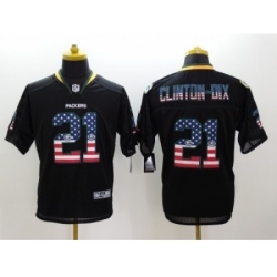 Nike Green Bay Packers 21 Ha Ha Clinton-Dix Black Elite USA Flag Fashion NFL Jersey