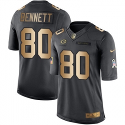 Nike Packers #80 Martellus Bennett Black Mens Stitched NFL Limited Gold Salute To Service Jersey