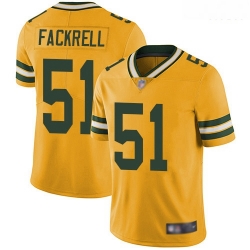 Packers 51 Kyler Fackrell Yellow Men Stitched Football Limited Rush Jersey