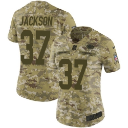 Nike Packers #37 Josh Jackson Camo Women Stitched NFL Limited 2018 Salute to Service Jersey